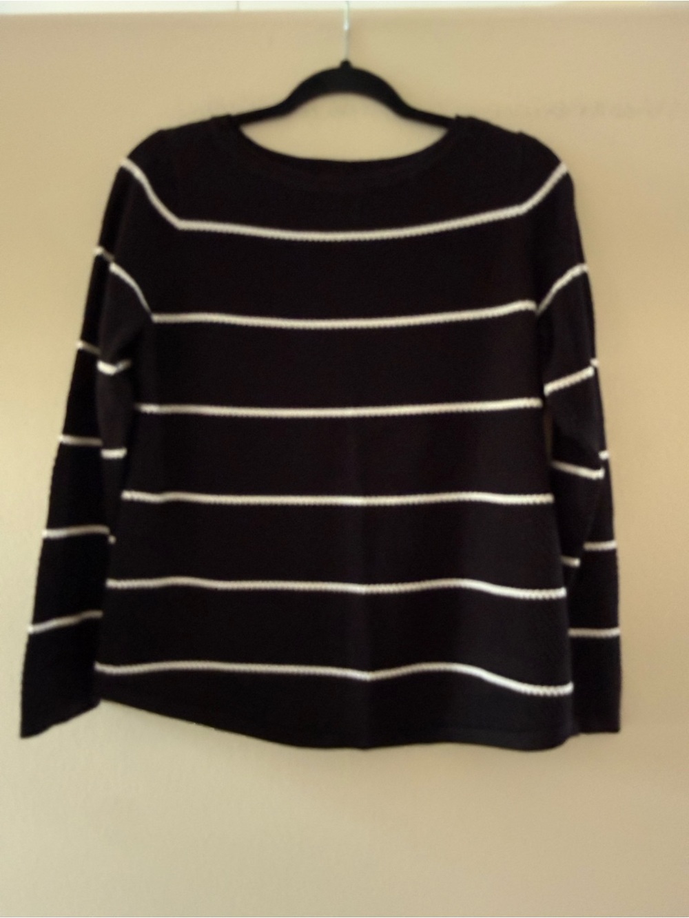 Chico's Black and White Striped Crewneck Sweater Size 1 US M